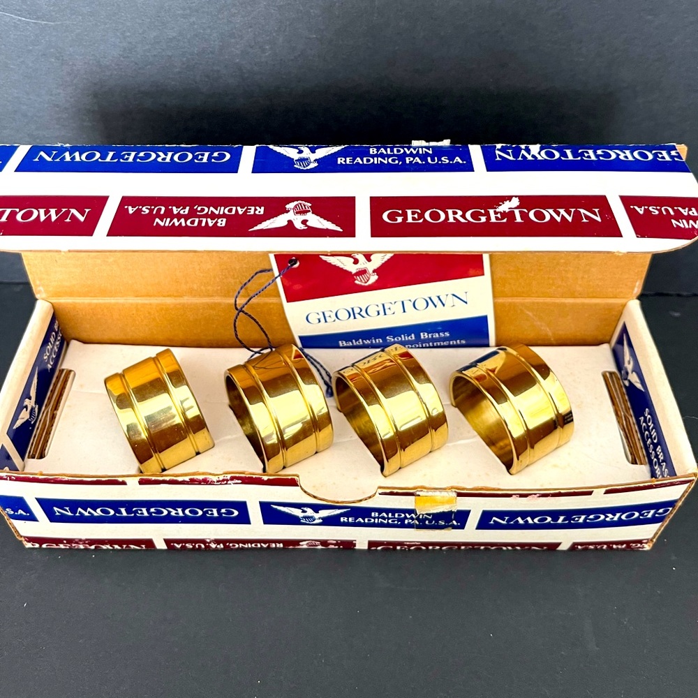 Vintage Baldwin Classics Collection BRASS DEVON Napkin Rings  4 PCS Made in USA
